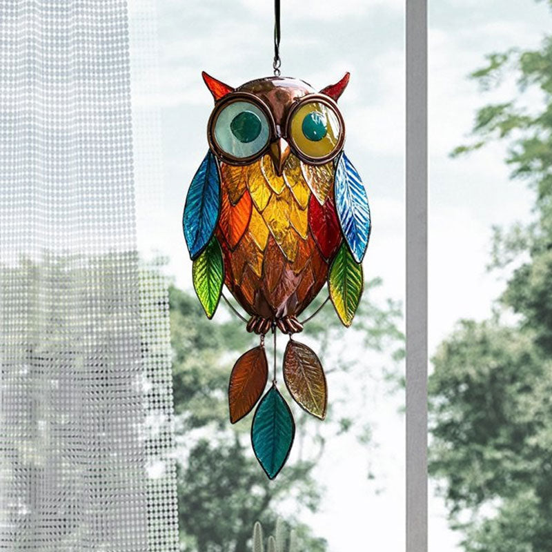 Colorful Leaf Pendant Owl Wall Hanging Decor