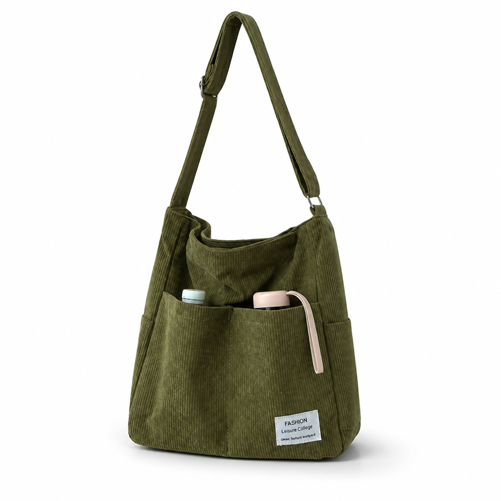 Durable Canvas & Adjustable Leather Strap Crossbody Bag