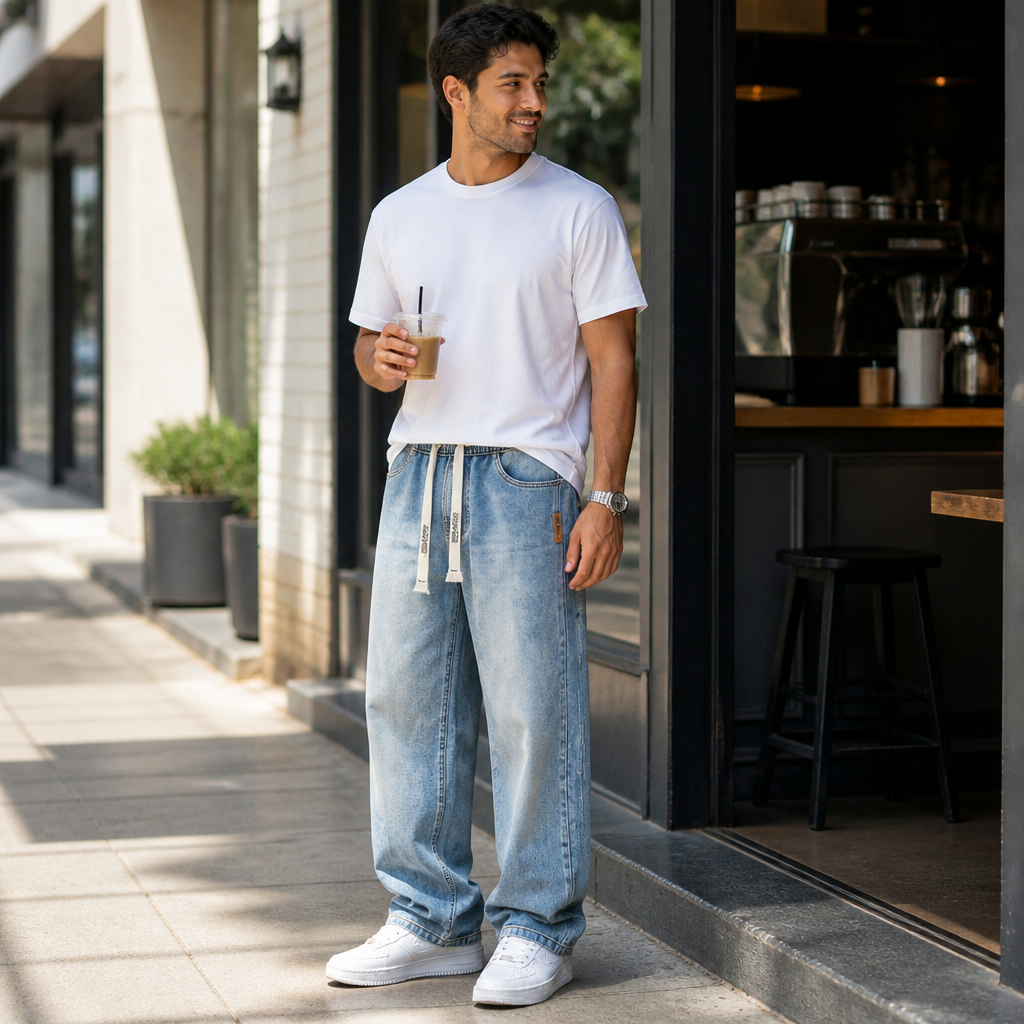 BrezeLane™ – Airy Drawstring Relaxed Straight Summer Jeans