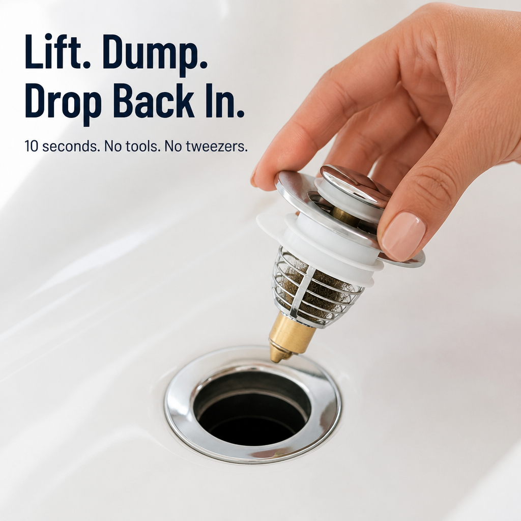 AquaSealPro™ — Catch Hair, Seal Drains, Clean with a Single Press