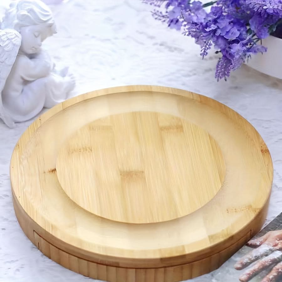 Bamboo Serving and Cheese Board Set with Drawer and Cutlery