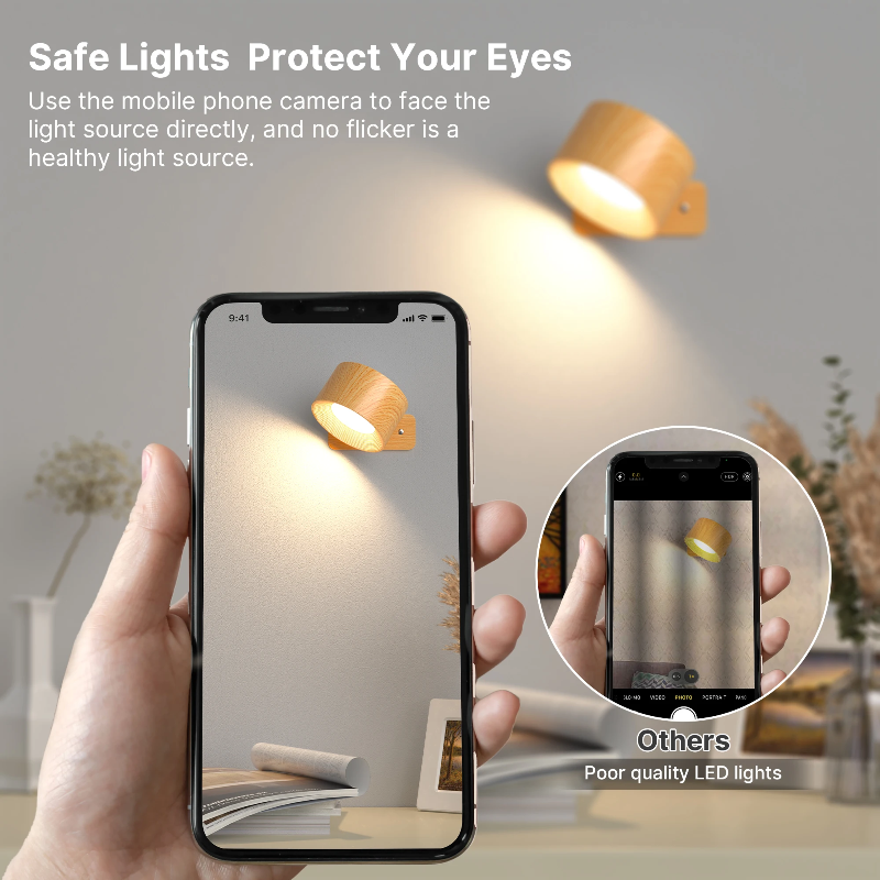 Rechargeable LED Wall Lamp with 360° Swiveling Head – Touch Control, Cordless Setup