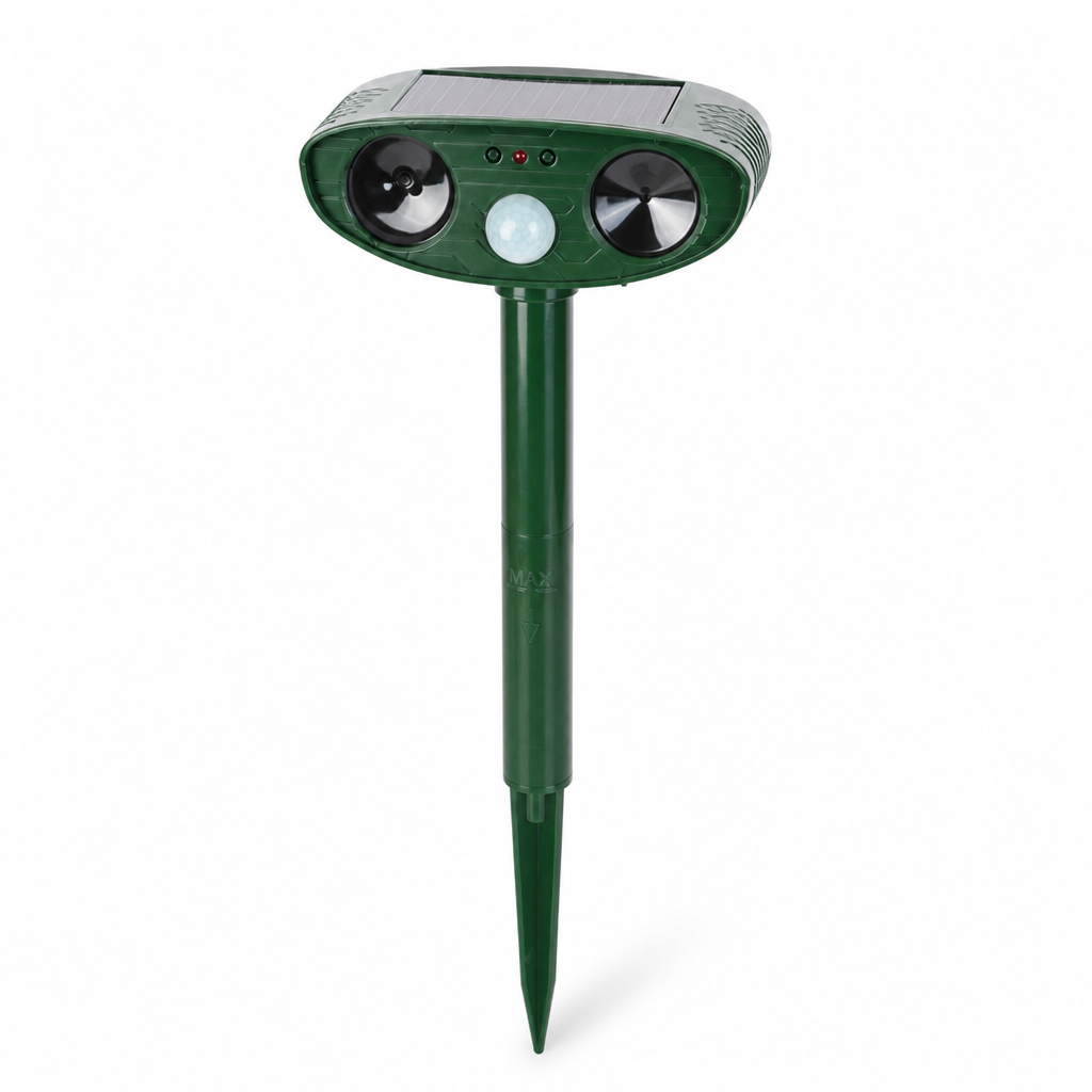 Solar-Powered Ultrasonic Motion-Activated Chipmunk Repeller (2,425 Sq Ft Coverage)