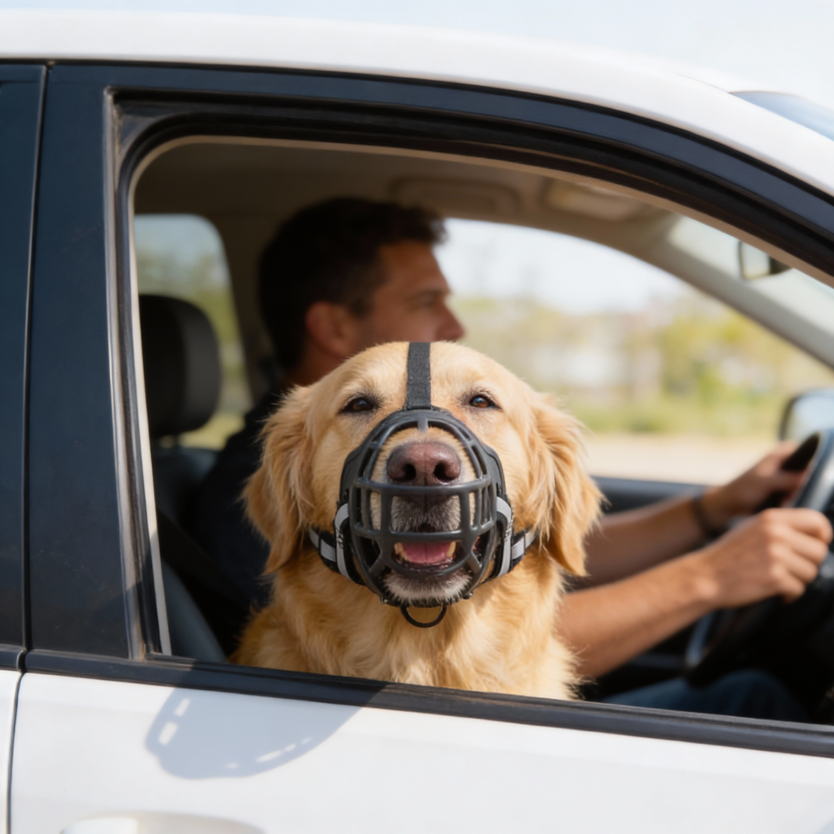 Adjustable Dog Muzzle with Breathable Polyester and Mesh Straps