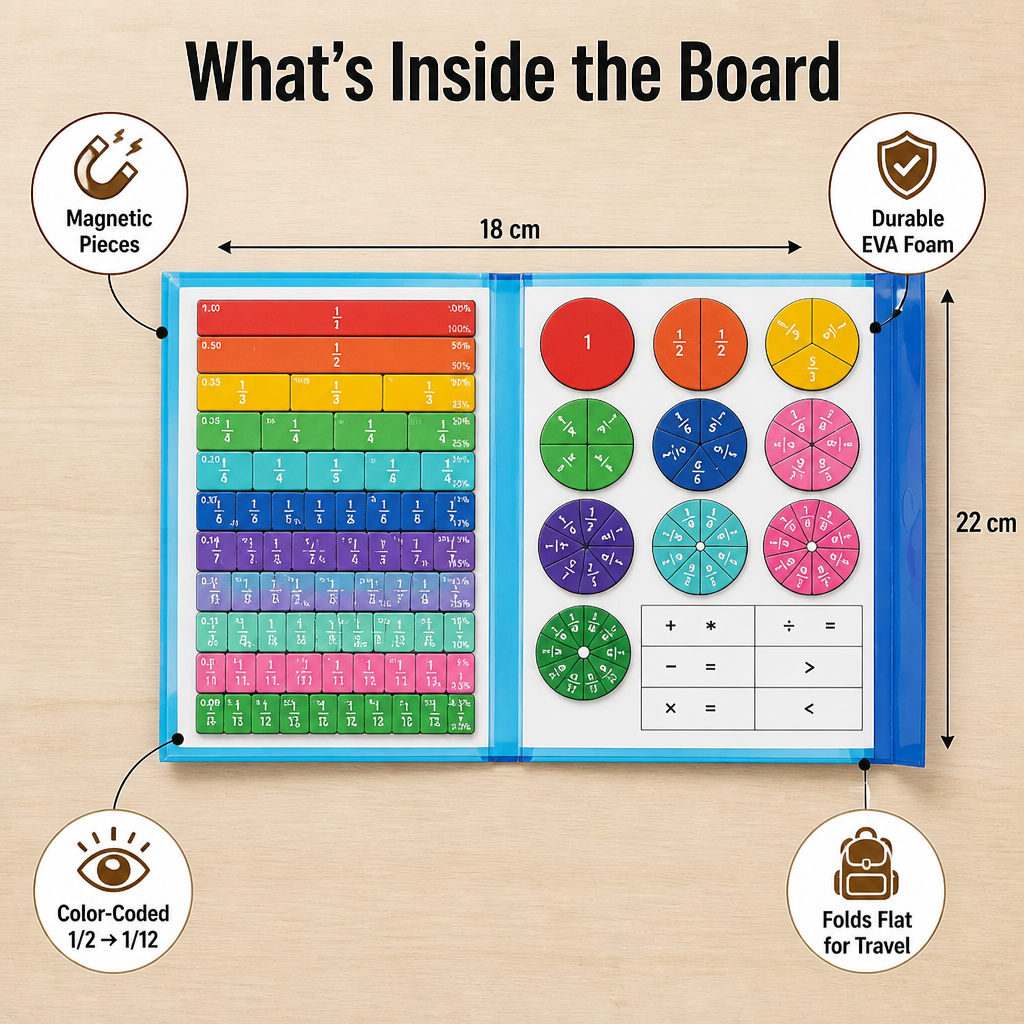 FractionSense™ — Let Fractions Finally Click Using Magnetic Pieces Kids Truly Handle