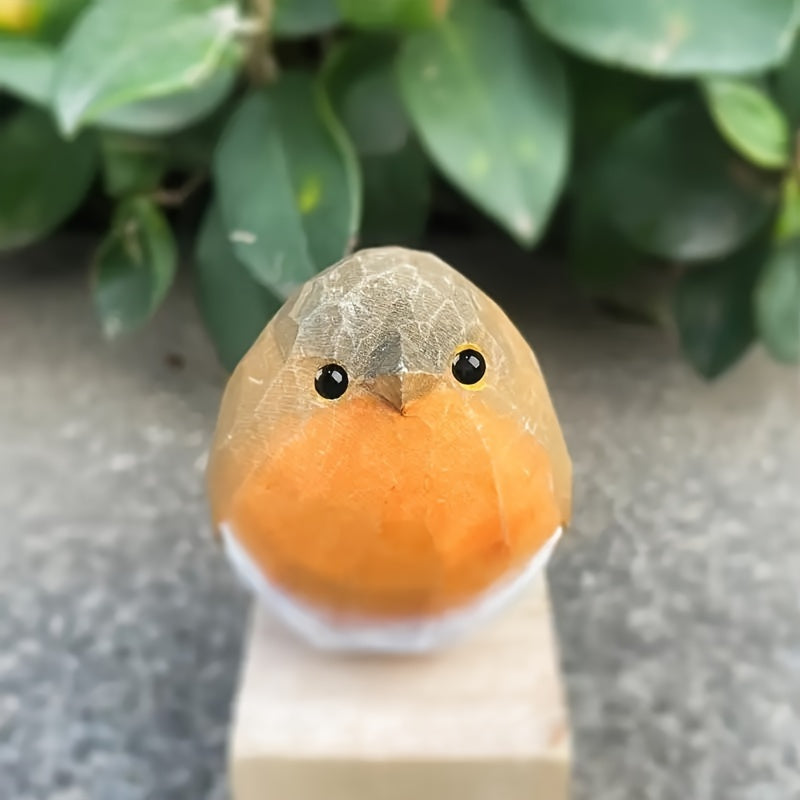 Wooden Figurine of a Hand-Carved Robin