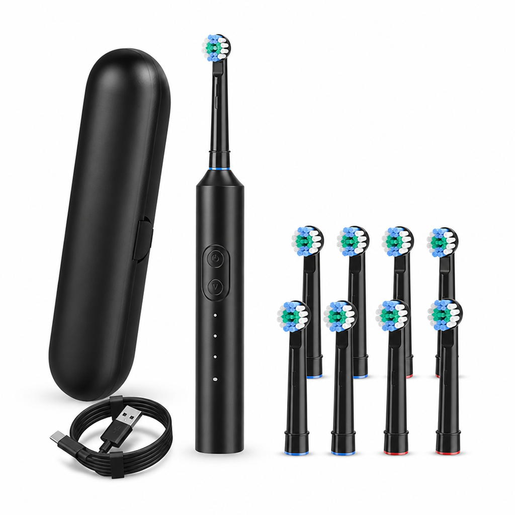 IPX7 Waterproof USB Fast-Charging Electric Toothbrush (8 Brush Heads)
