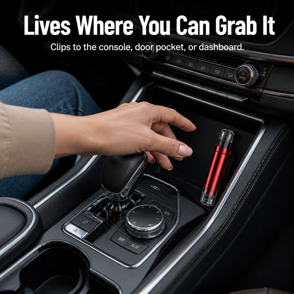 VeroGuard™ — Press Once to Break Glass and Slice Through Your Seatbelt