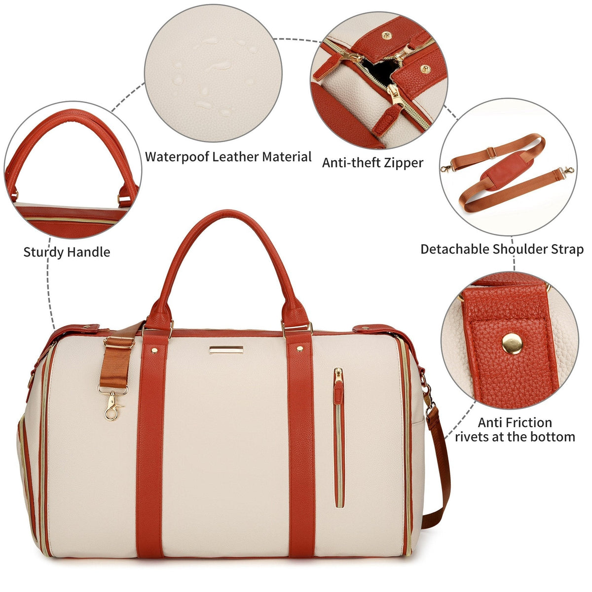 60L Duffel Bag with Garment Section and Shoe Storage Compartment