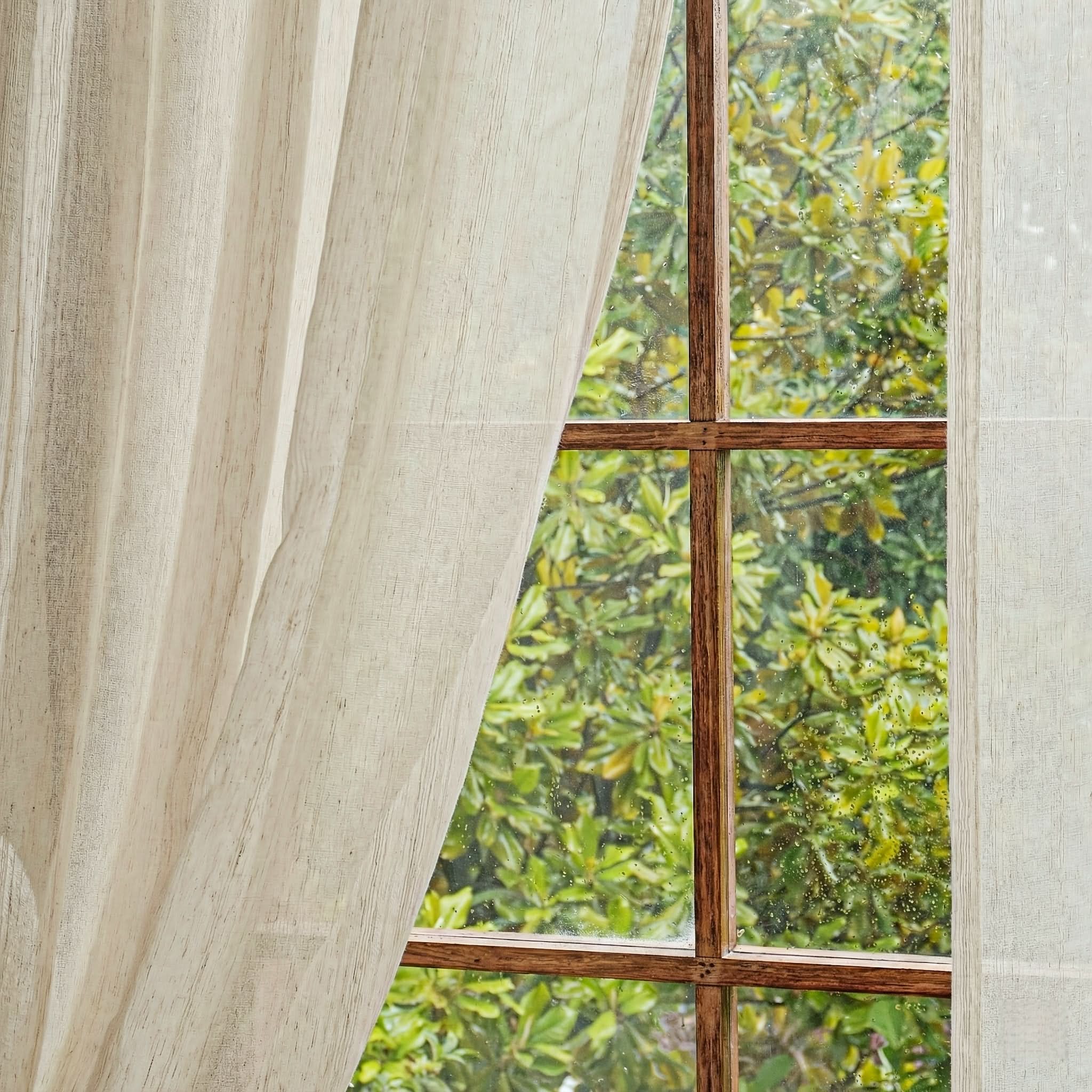 Outdoor Sheer Curtains in Faux Linen for Boho Patio Privacy