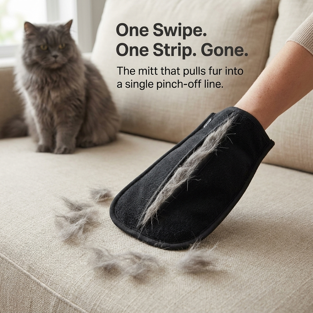 FurEase™ — Gather Pet Hair in One Strip to Easily Pinch Off