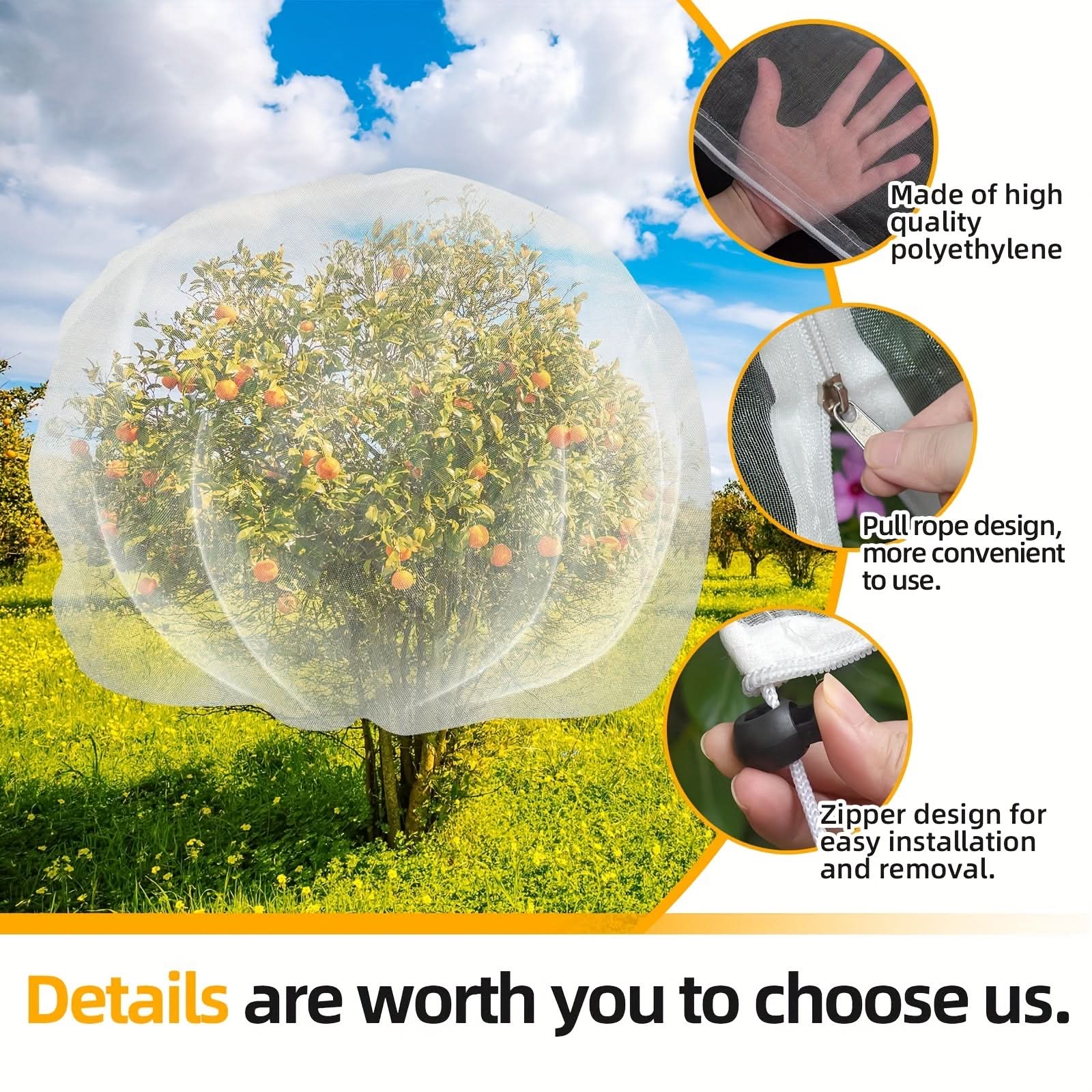 Garden Netting with Secure Drawstring – Protective Plant Cover