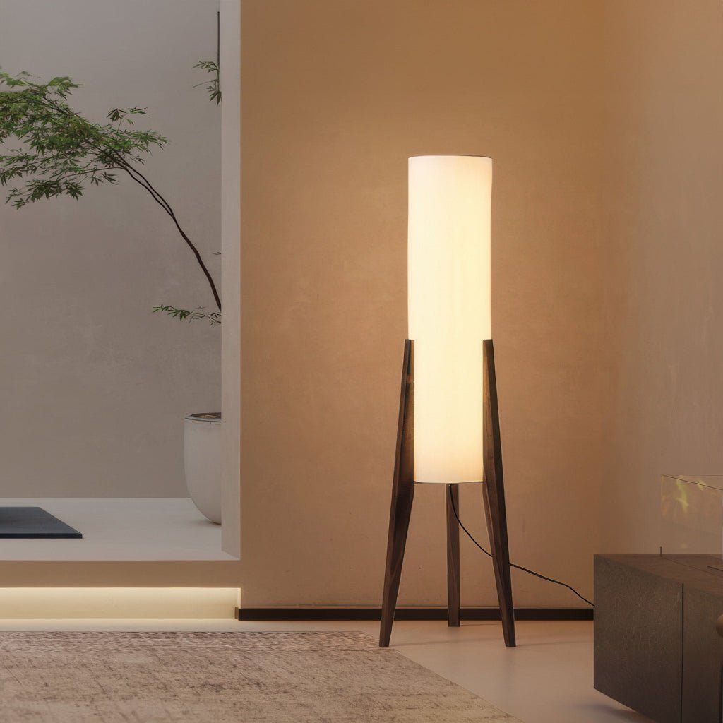 Scandinavian Style Floor Lamp with Adjustable LED and Walnut Base