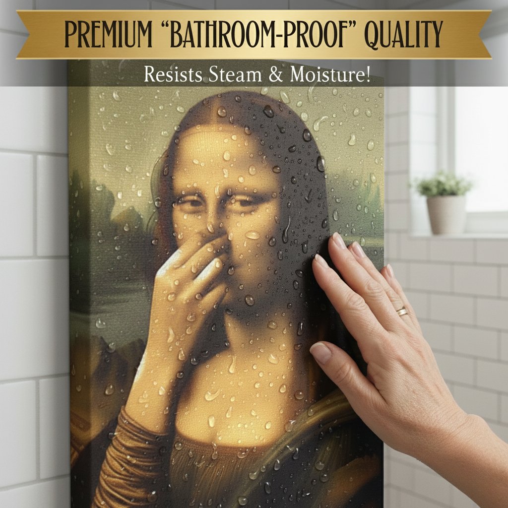 Humorous Renaissance Lady Artwork – Canvas Wall Decor for Bathroom