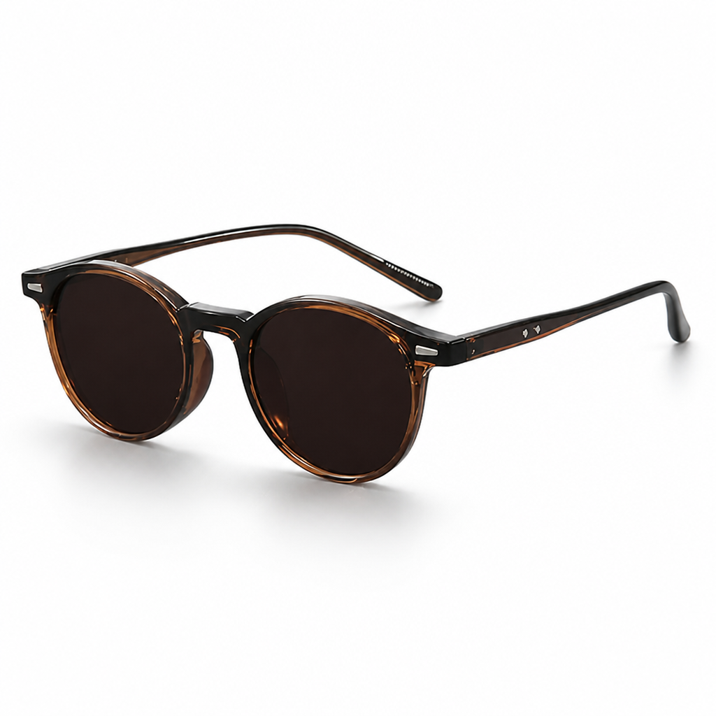 Lightweight Polycarbonate Round Tortoise Shell Sunglasses