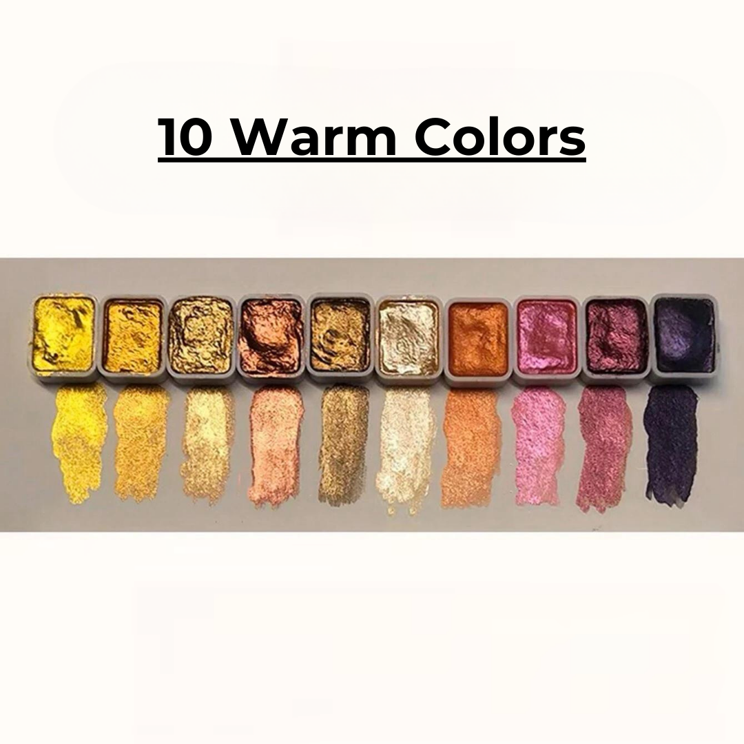 Metallic Pigment Kit – 10 Shimmering Colors with Mixing Palette