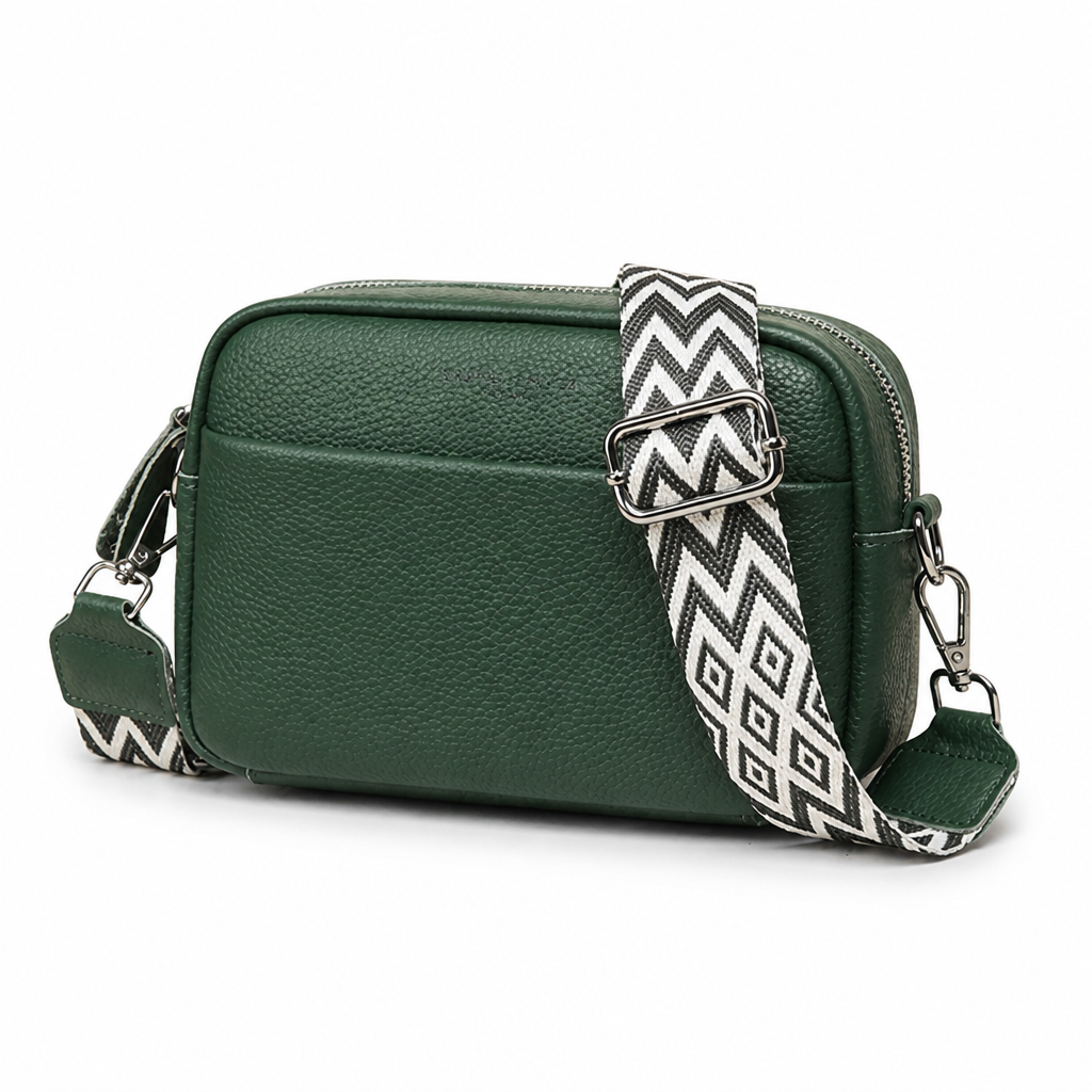 Genuine Leather Crossbody Camera Bag (Detachable Geometric Strap)
