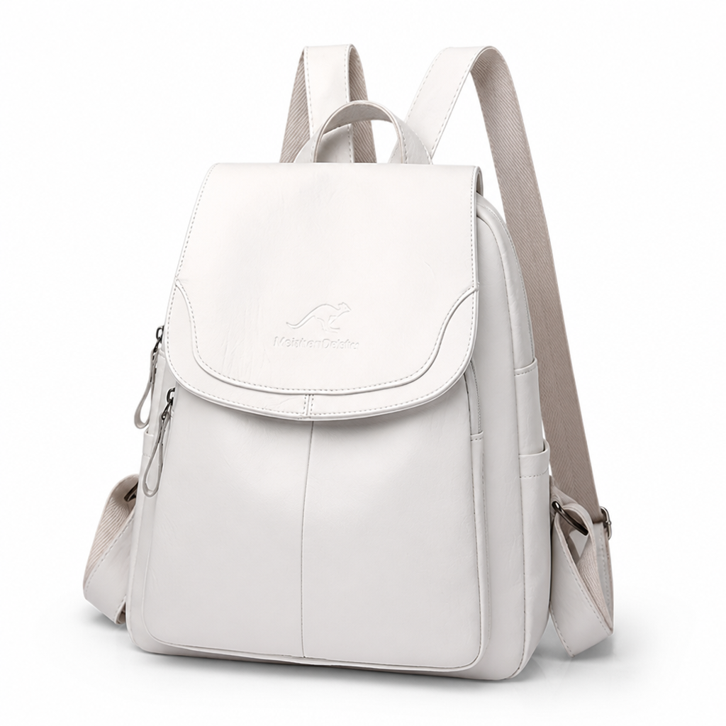 Anti-Theft Genuine Embossed Leather Backpack