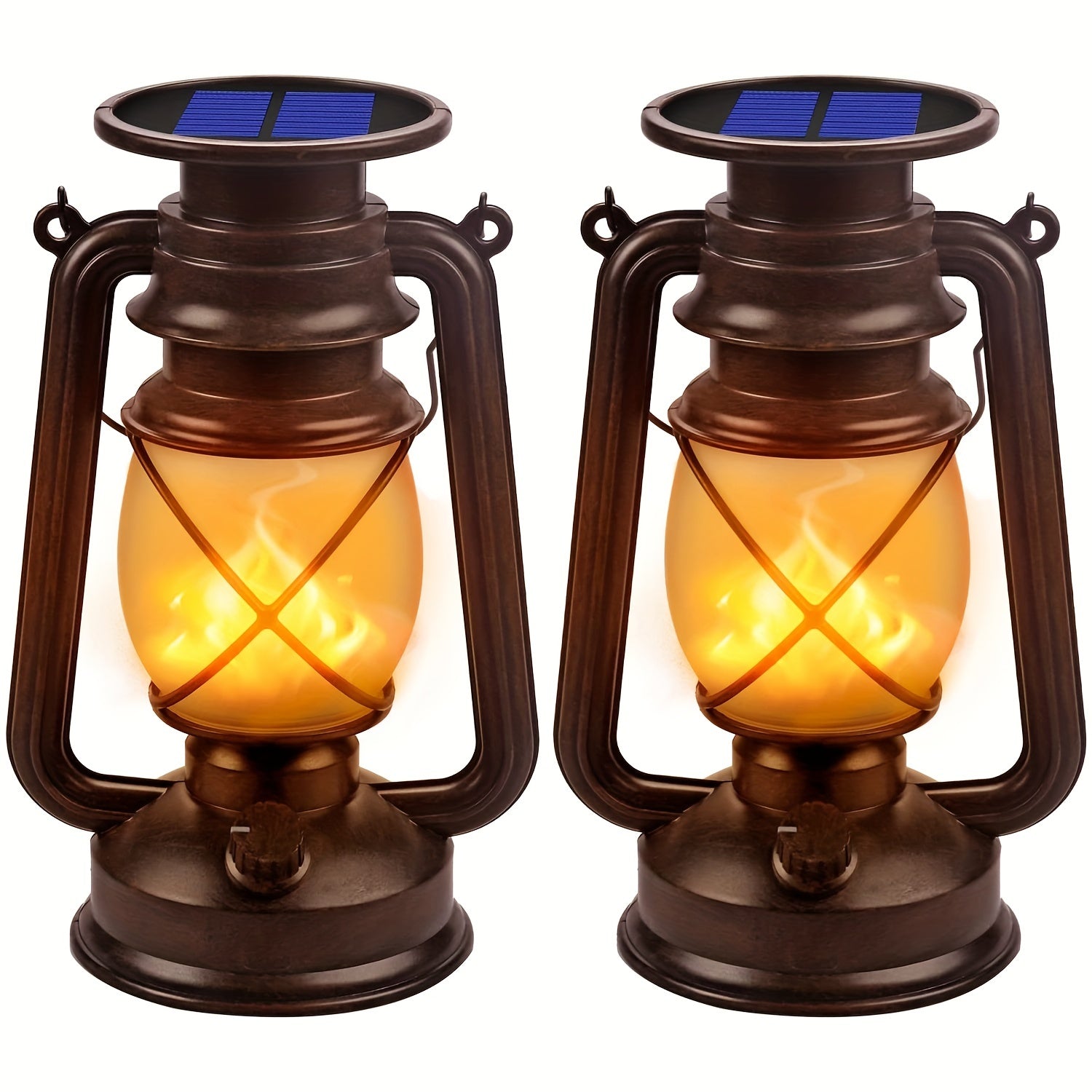 Vintage Solar Lanterns Featuring Flickering LED Illumination