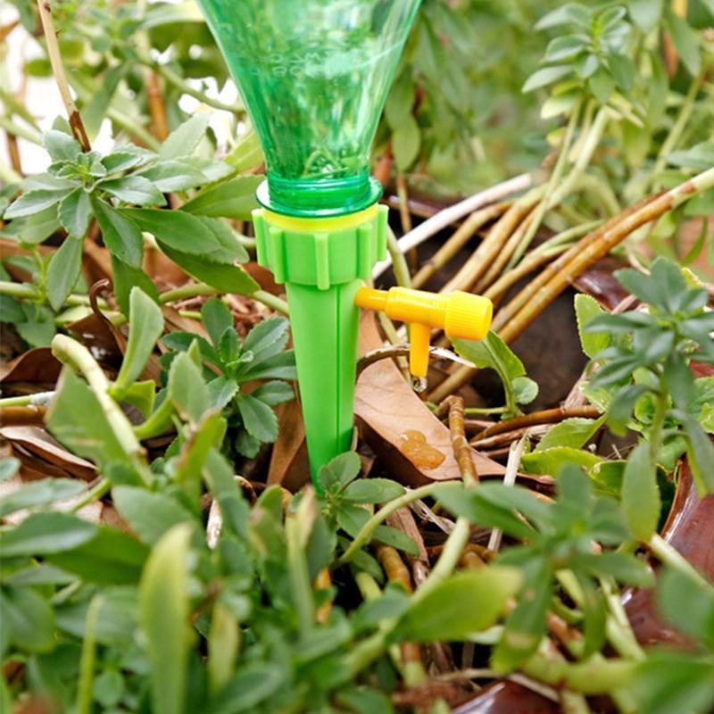 Set of 6 Plant Watering Devices with Bottle Adapter and Control Valve