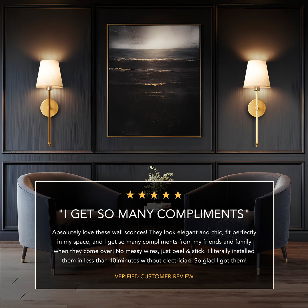 Remote-Controlled Wall Lamp – Battery Operated, Drill-Free Installation