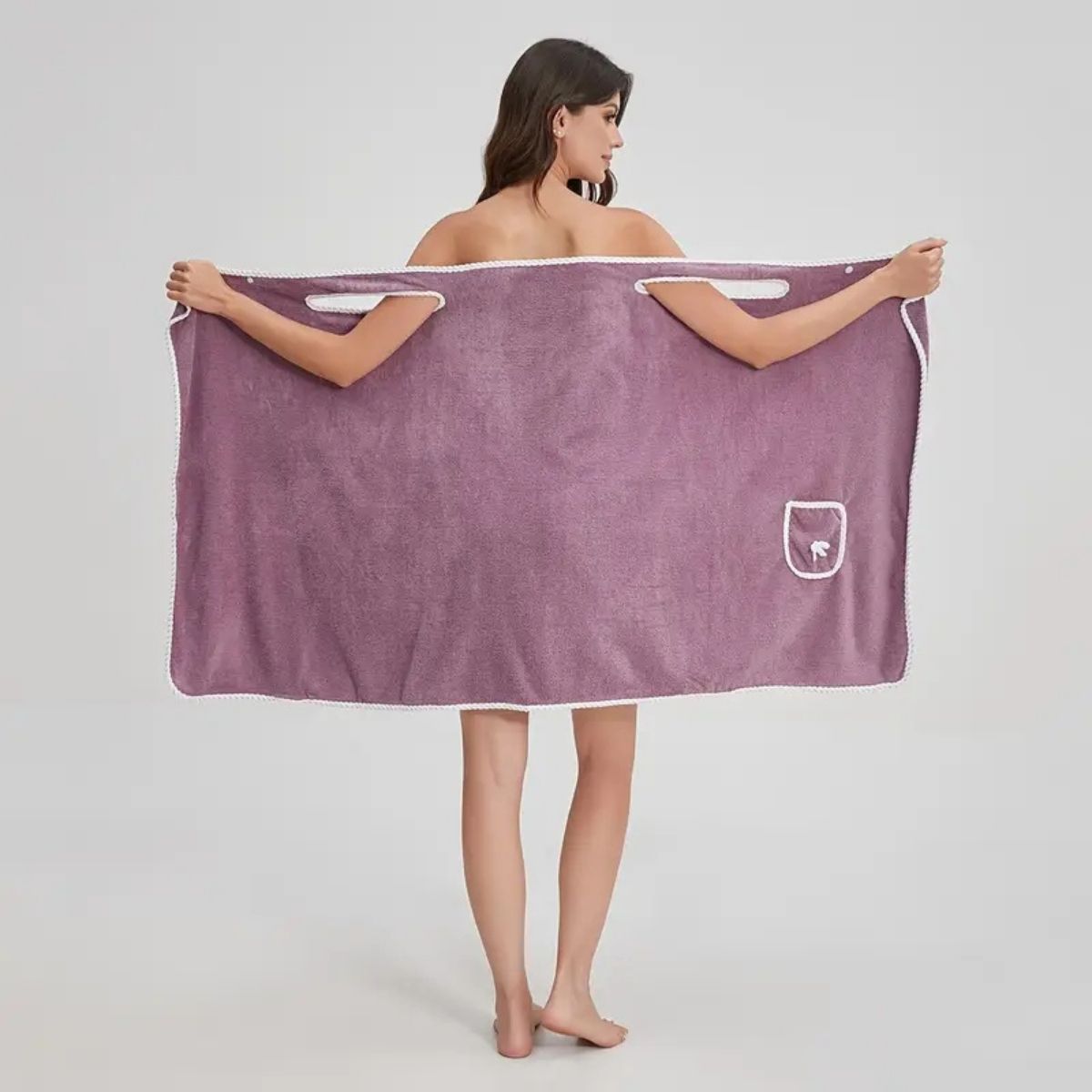 Strap-Style Towel Dress in Coral Fleece