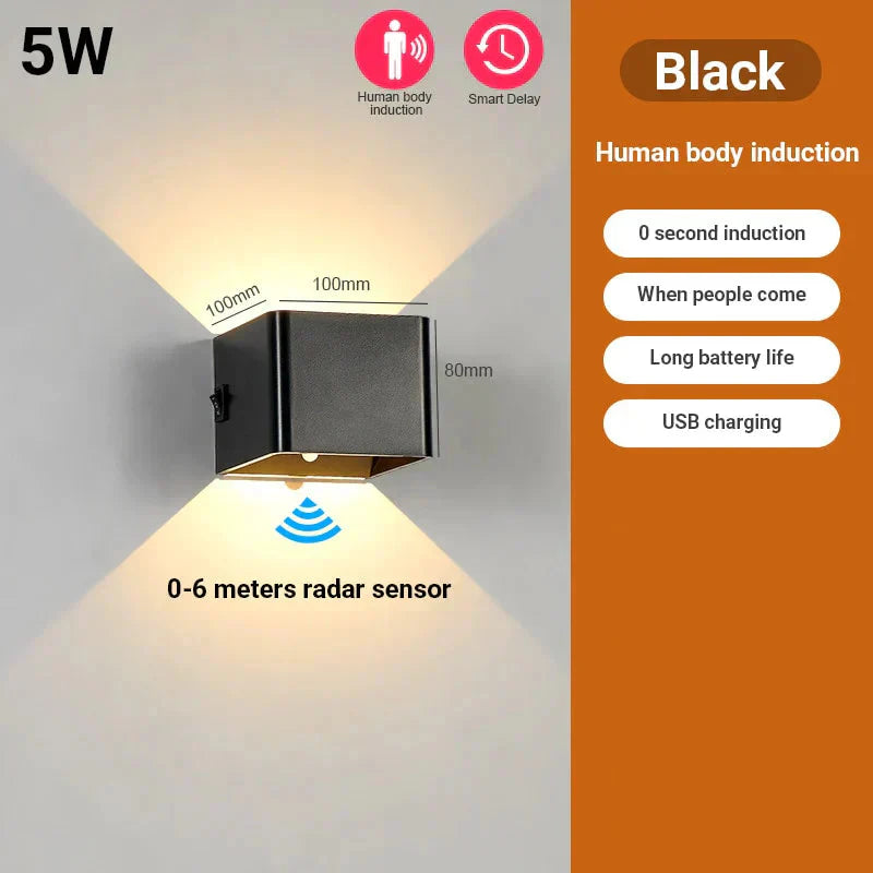 Battery-Powered Cube Wall Light with Motion Detection and Wireless Design