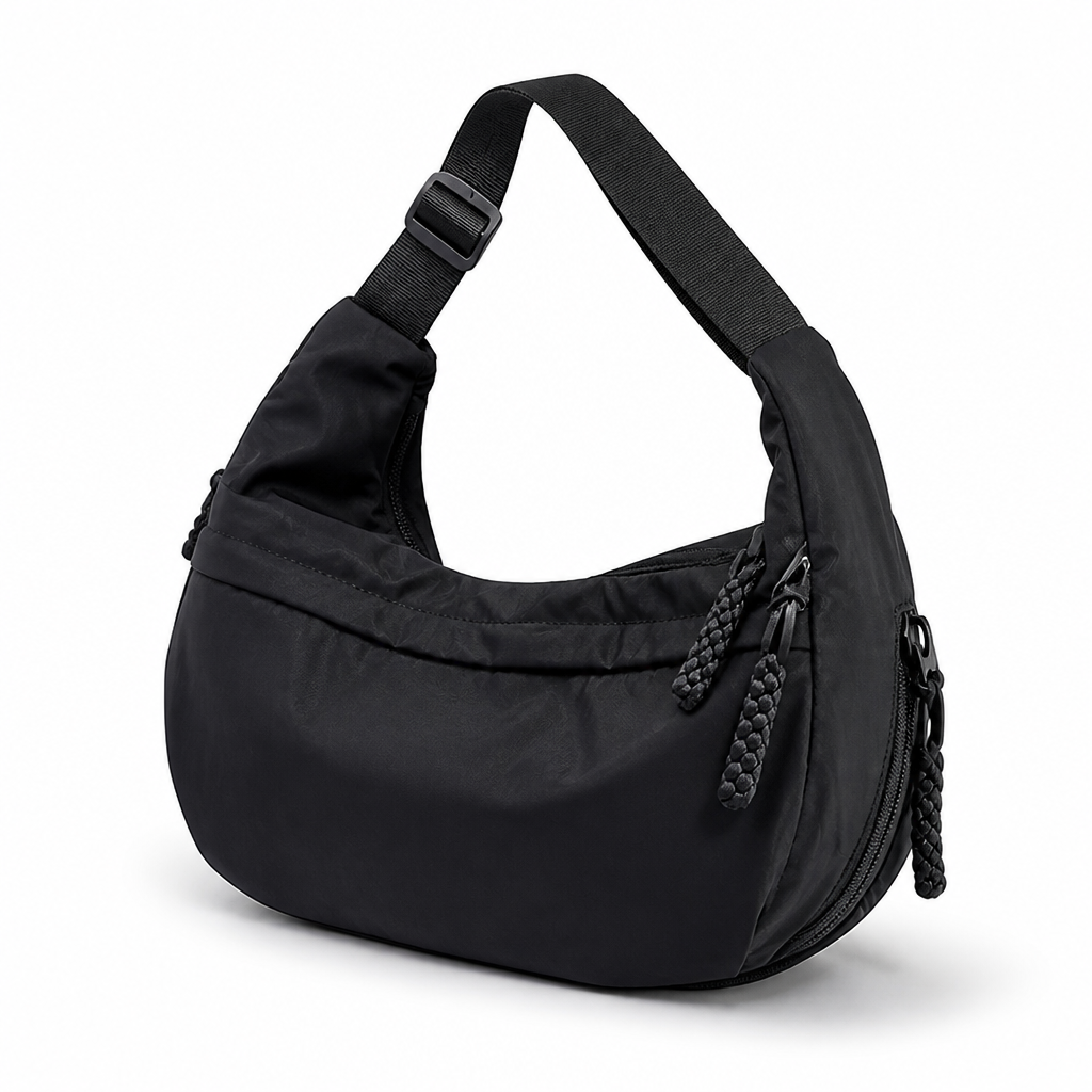 Smart-Compartment Water-Repellent Nylon Shoulder Bag