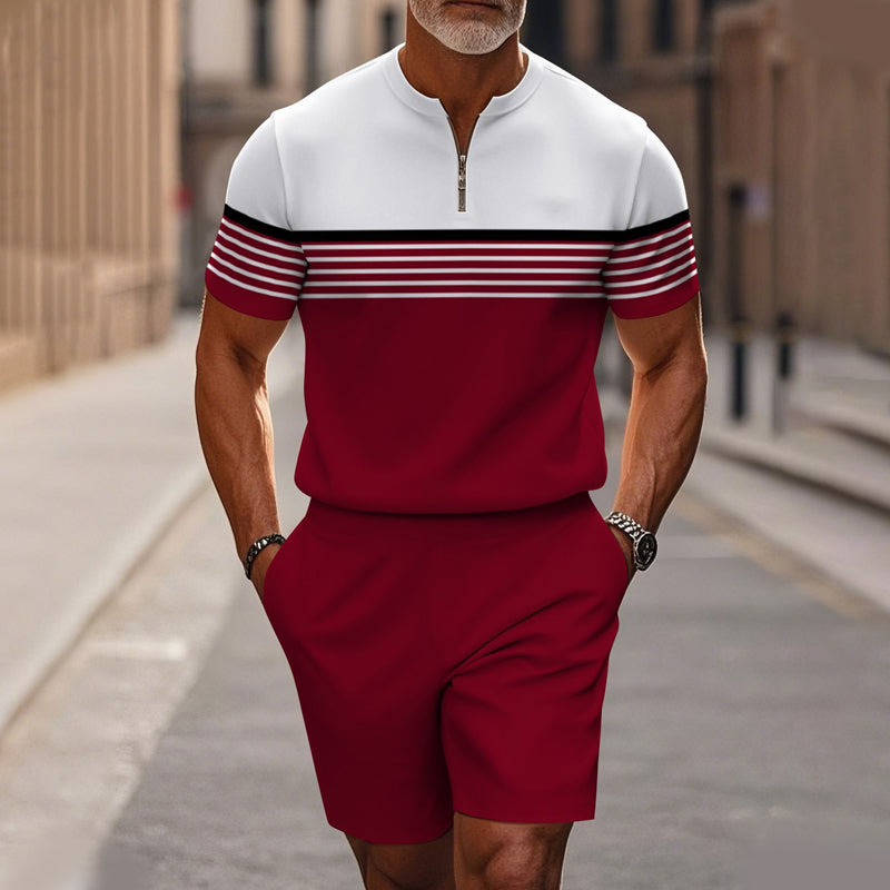 Marsten™ – Custom Zip-Collar Shirt with Matching Shorts Set for Men