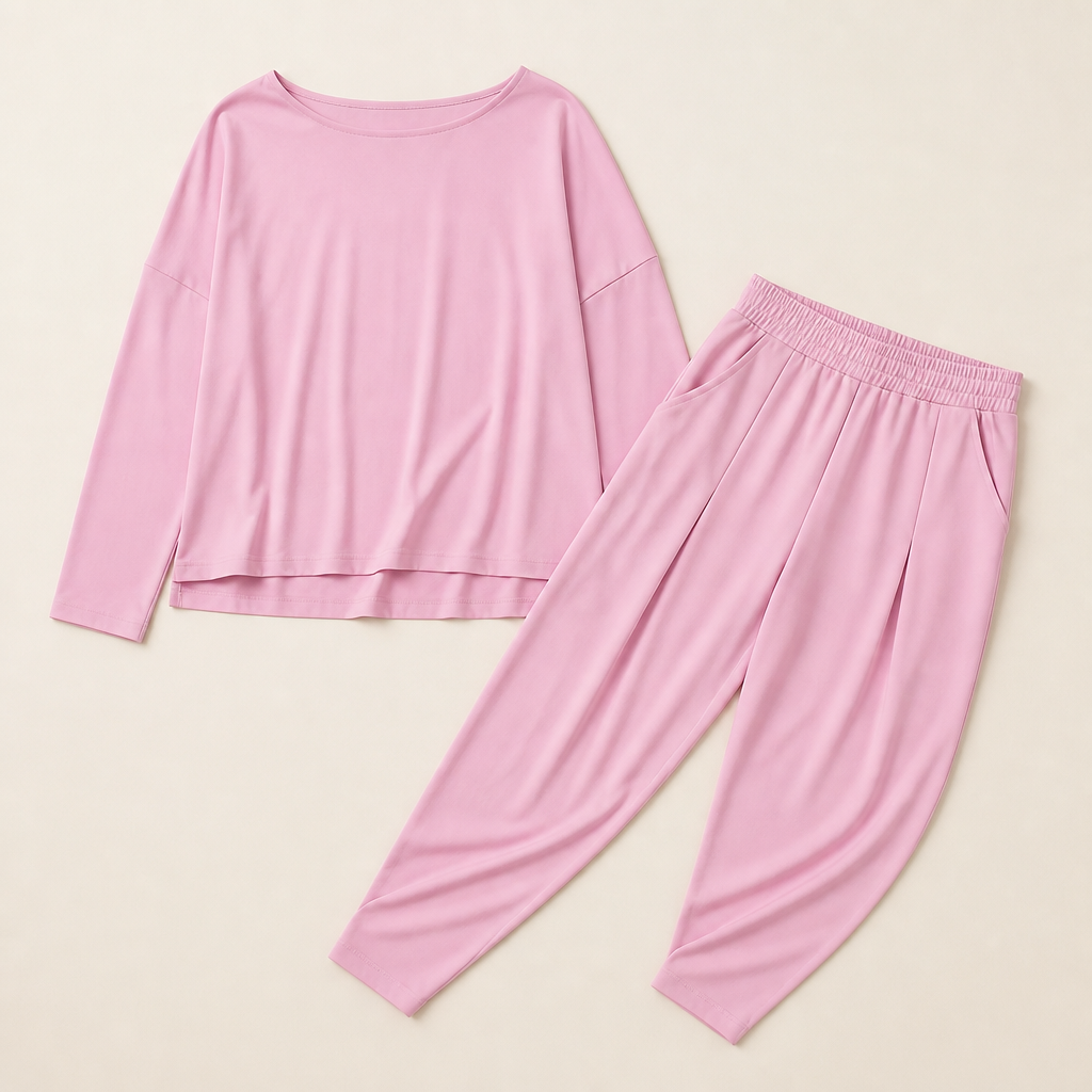 Mirelle™ – Casual Boat-Neck Two-Piece Outfit with Tapered Pleated Trousers