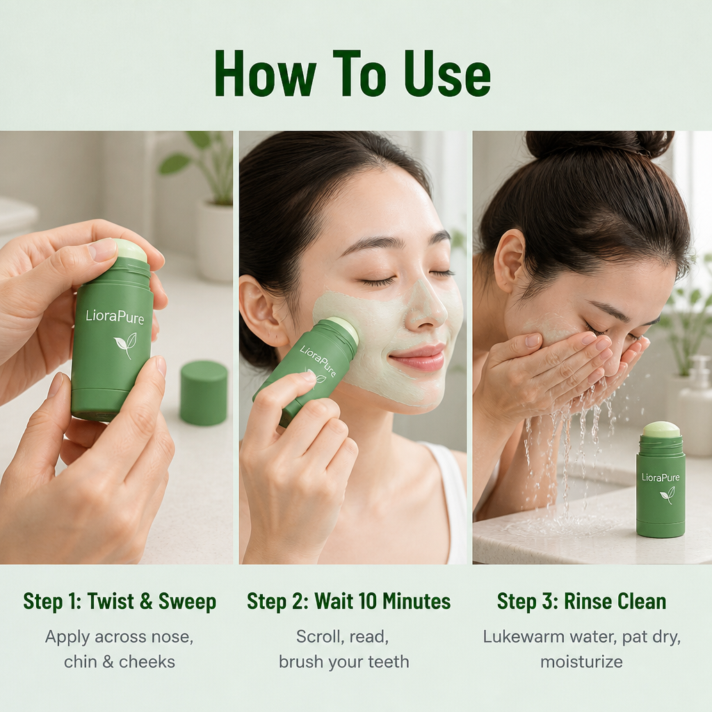 LioraPure™ — Apply Green Tea Clay in 30 Seconds, Wash Off in 10