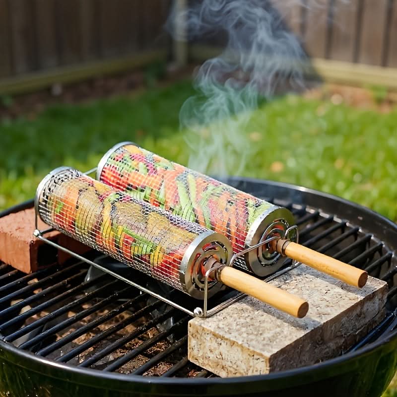 Stainless Steel Grill Basket with Rolling Design