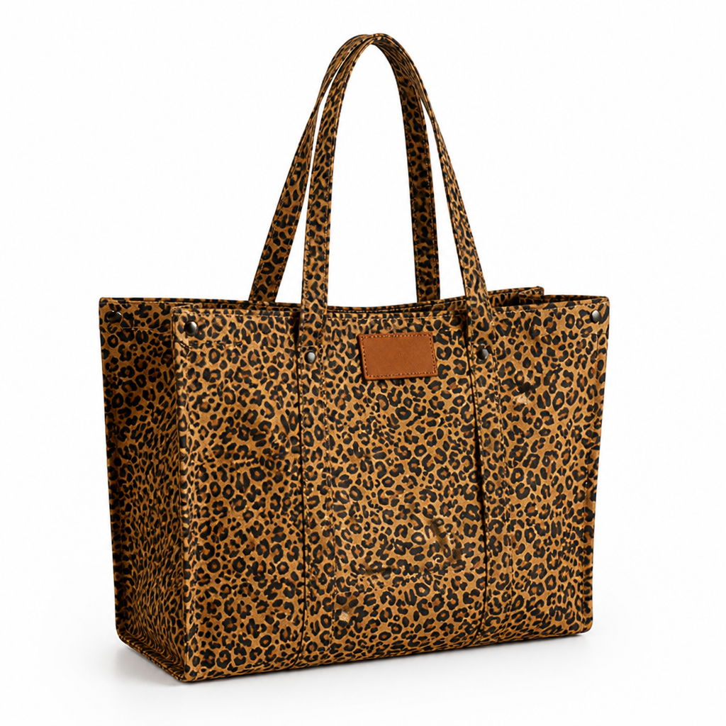 Leopard Print Multi-Pocket Handbag