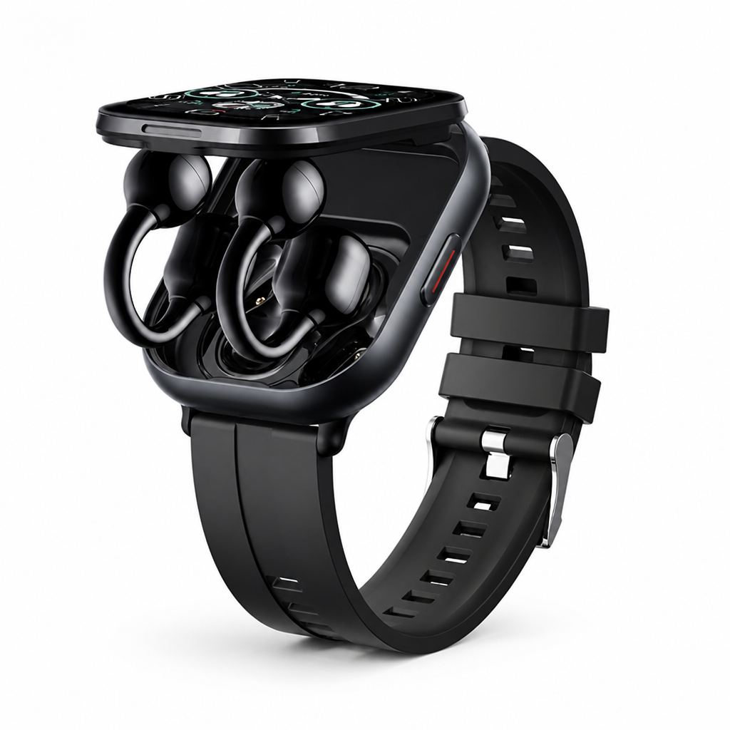HD Touchscreen Smartwatch With Integrated Wireless Earbuds