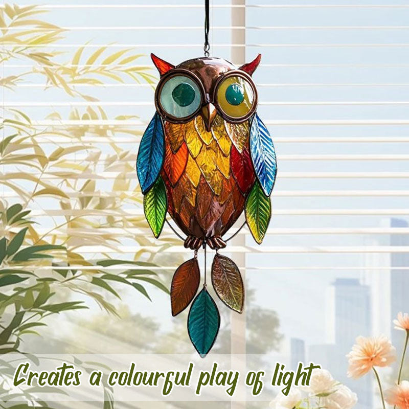 Colorful Leaf Pendant Owl Wall Hanging Decor