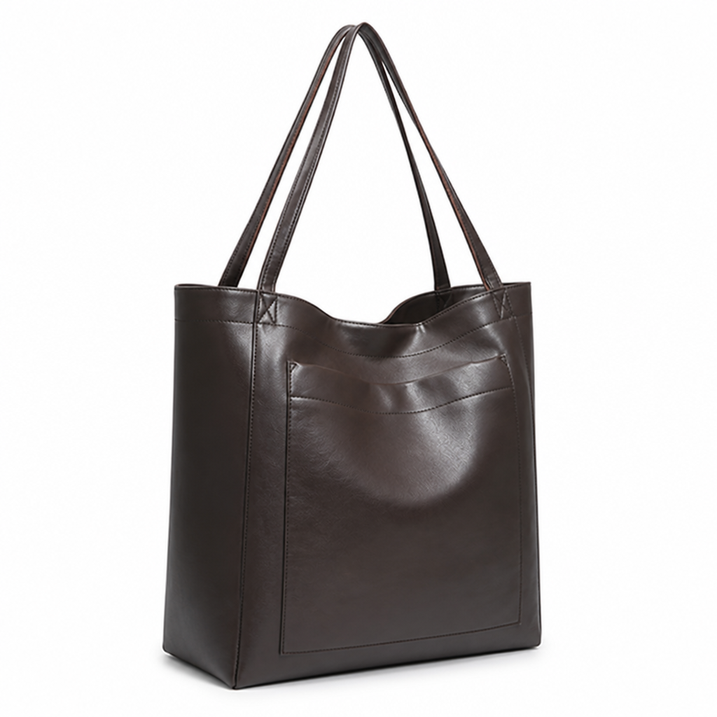 Genuine Leather Exterior Pockets & Interior Organizer Tote Bag