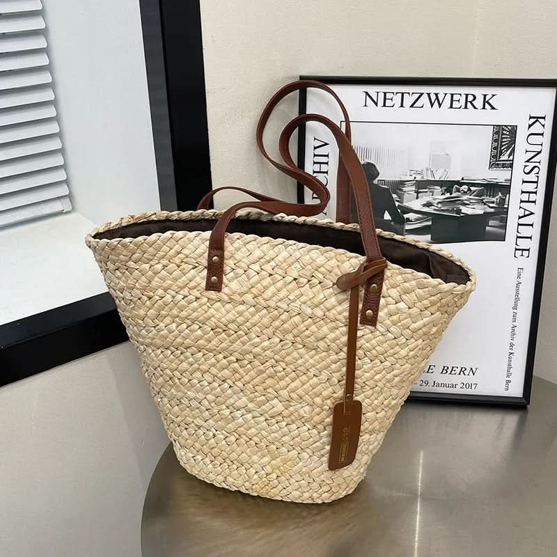 Woven Straw Tote Bag for Beach Use
