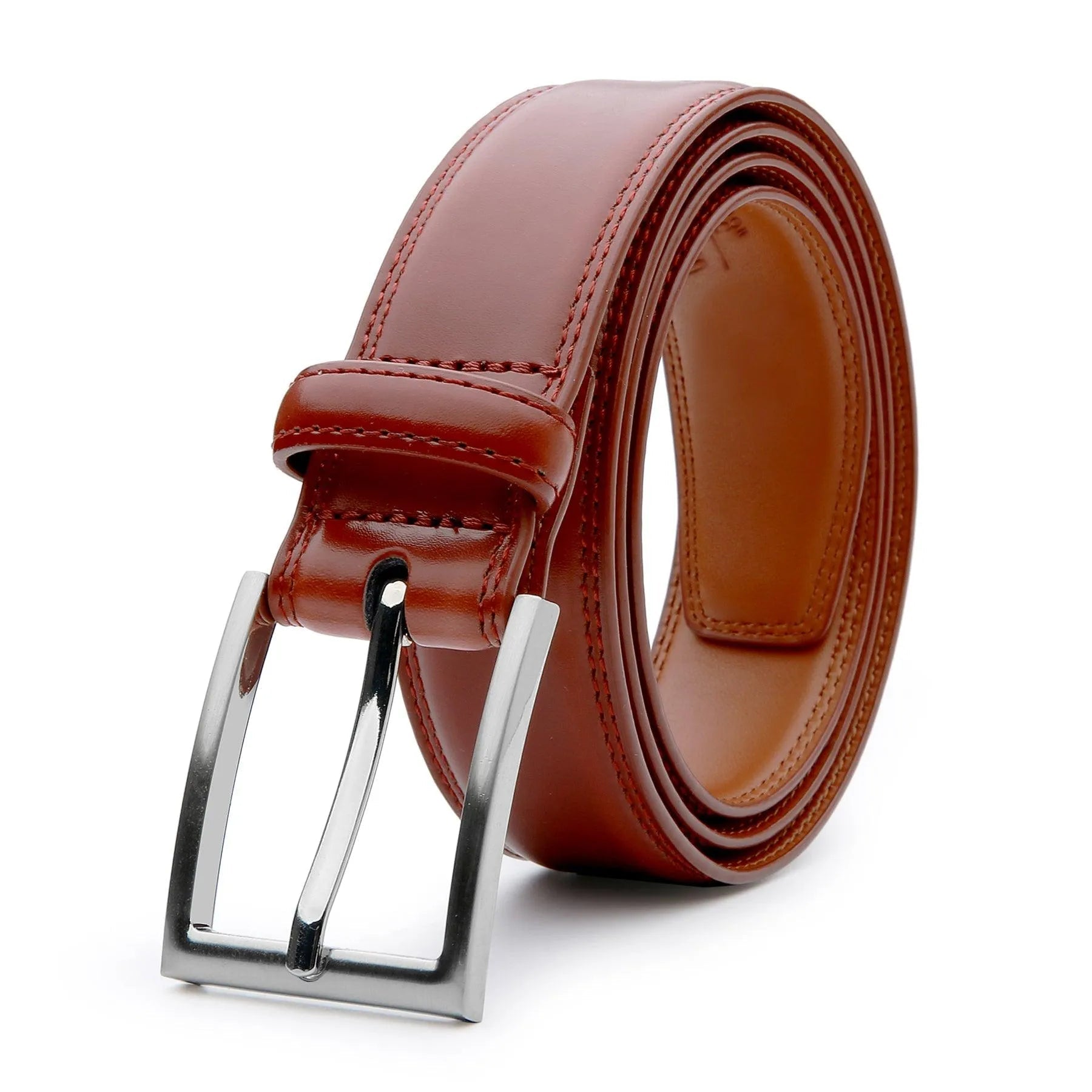 Classic Prong Buckle Leather Belt in High-Quality Material