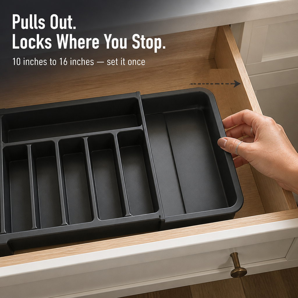 FlowGrid™ — Expandable Drawer Organizer That Puts Cutlery Clutter to Rest Forever