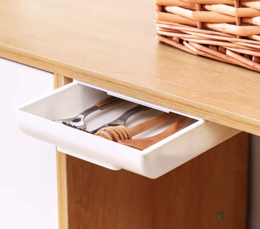 Adhesive-Mounted Concealed Drawer for Desks