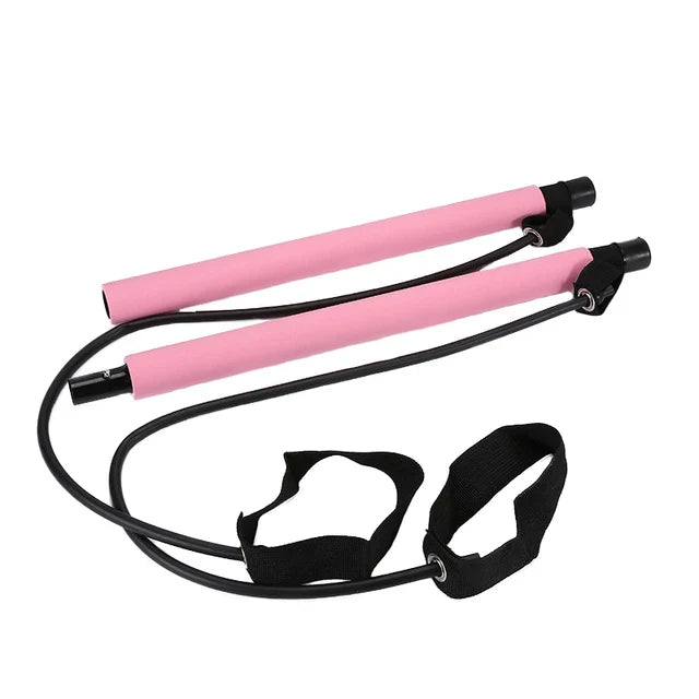 Full Body Home Workout Kit with Resistance Bands and Pilates Bar