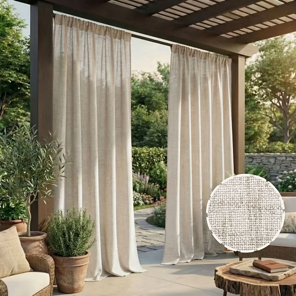 Bohemian Outdoor Drapes with Linen-Style Fabric