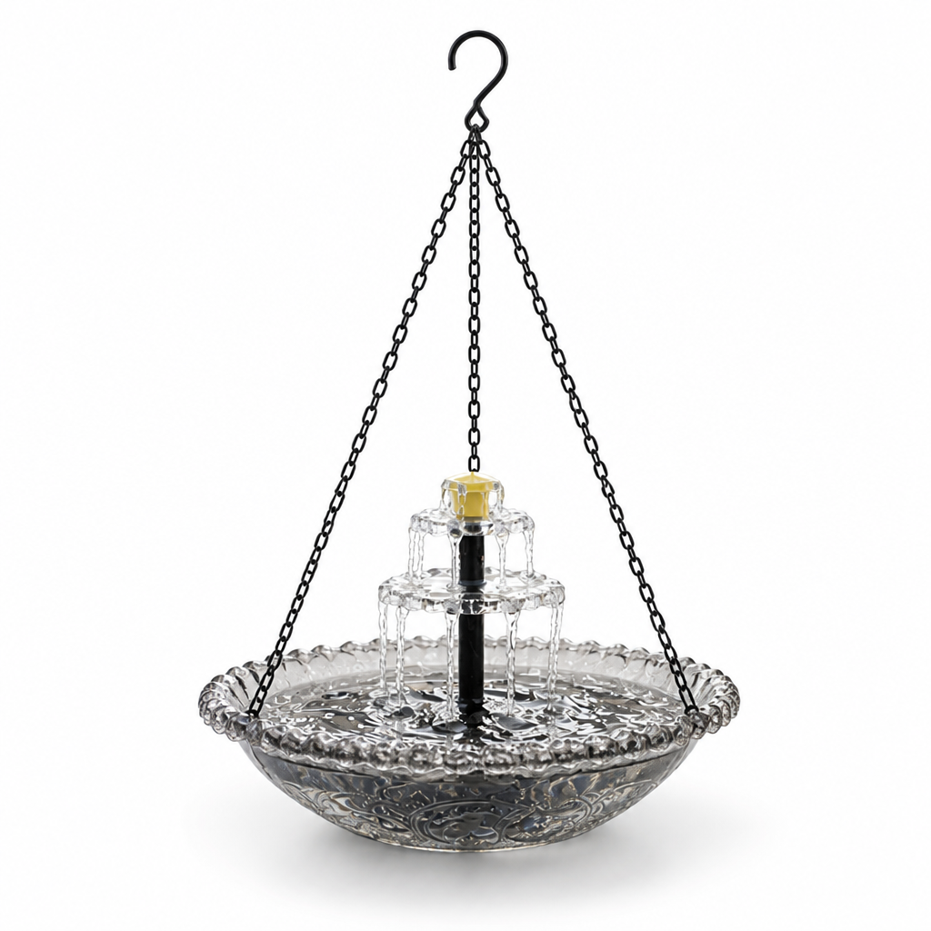 Solar-Powered Two-Level Hanging Bird Bath