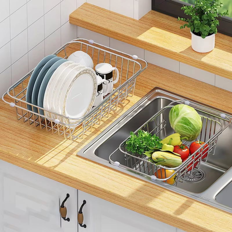 Expandable Stainless Steel Dish Rack – Versatile Kitchen Organizer