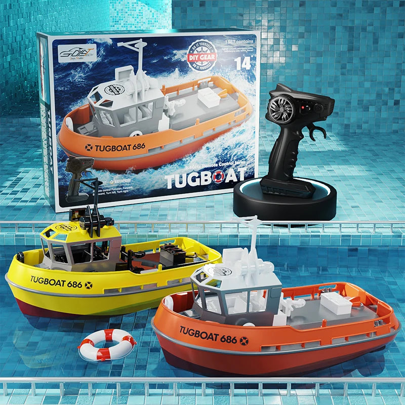 Remote Control Tugboat with Dual Motors – Long-Range Watercraft for Pool and Lake