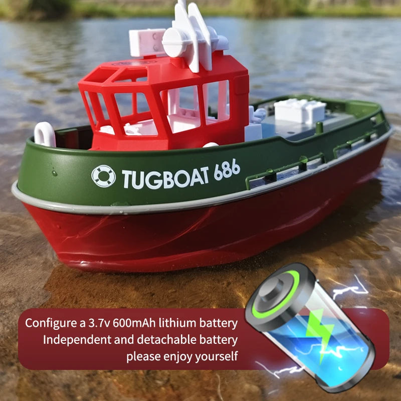 Remote Control Tugboat with Dual Motors – Long-Range Watercraft for Pool and Lake