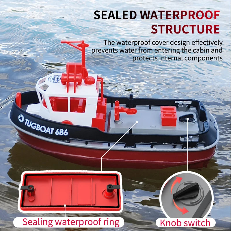 Remote Control Tugboat with Dual Motors – Long-Range Watercraft for Pool and Lake