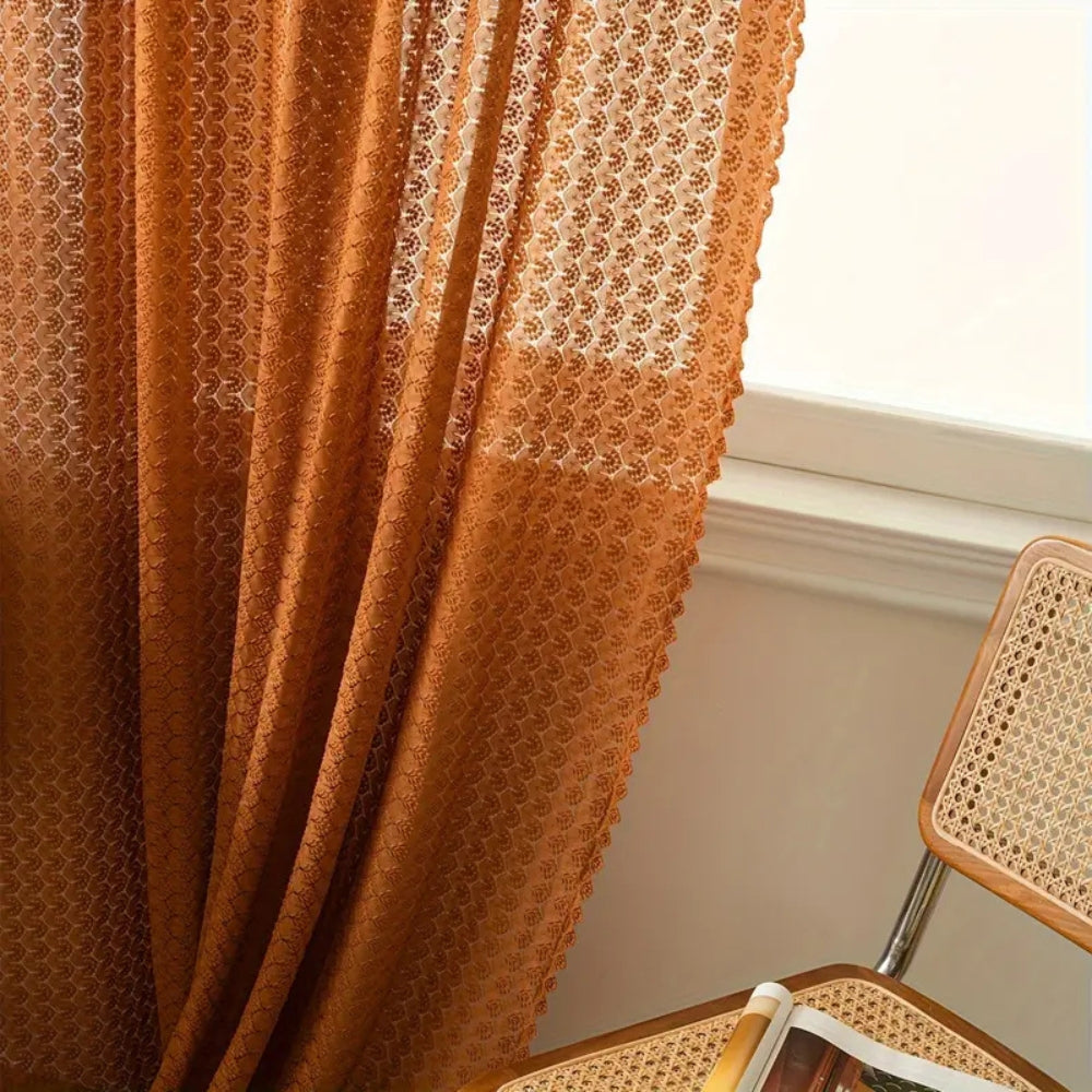 Luxe Weave - Chic Crochet Light-Softening Curtain Panel
