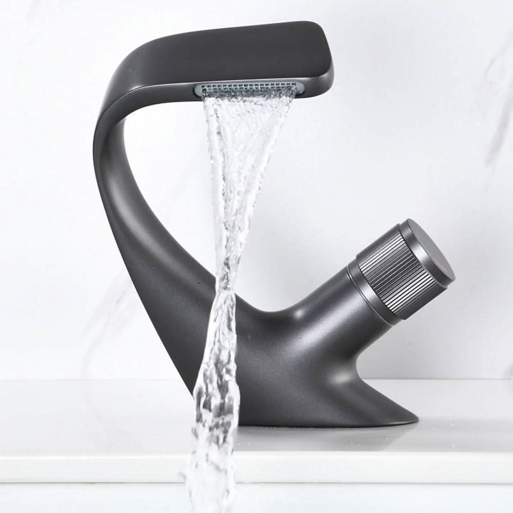 Contemporary Brass Basin Mixer with Waterfall Spout for Stylish Bathrooms