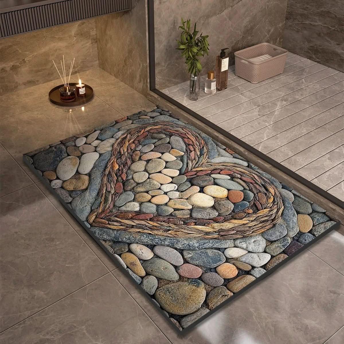 Quick Drying Non-Slip Stone Bath Mat for Bathroom Flooring